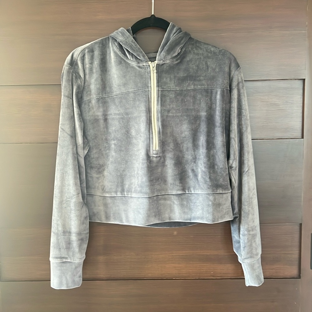 Vuori Grey Velvet Half-Zip Hoodie